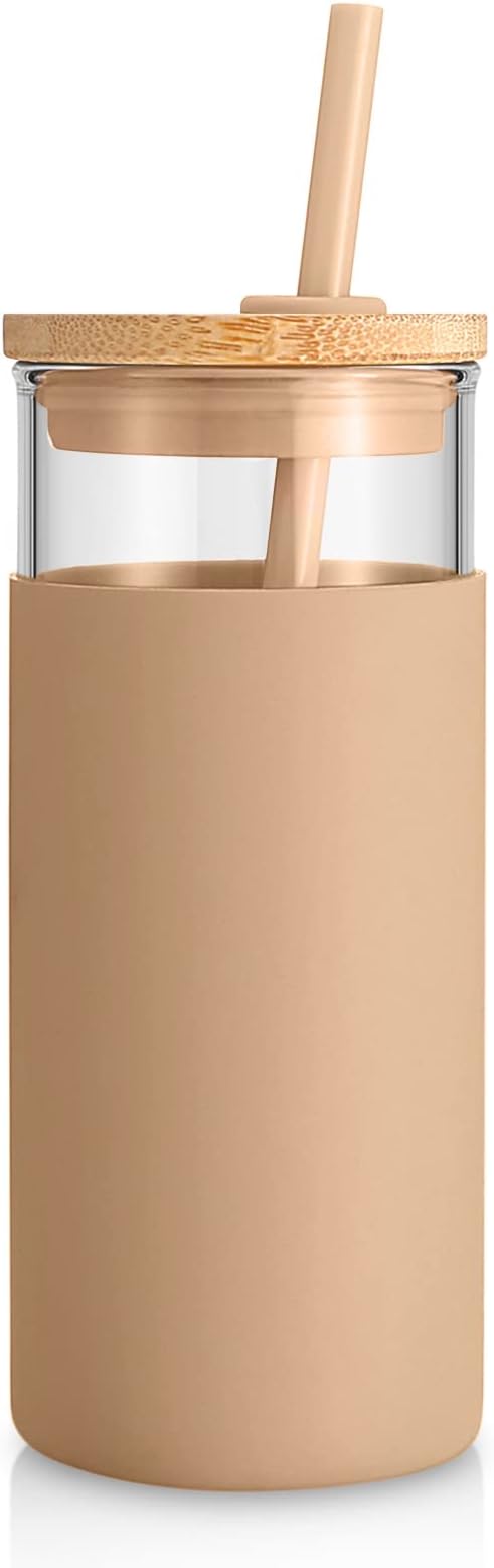 Tronco 20 oz Glass Tumbler with Bamboo Lid & Straw